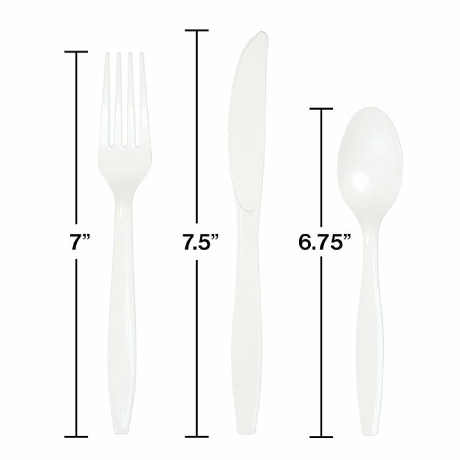 Solid Color Tableware * | Creative Converting White Assorted Cutlery White, 18 Ct Solid Color Tableware