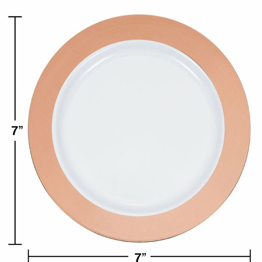 Bridal And Wedding * | Creative Converting 7.5 Rosegold Rim Plastic Plate 10Ct