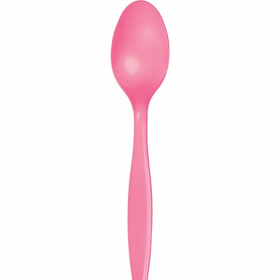 Solid Color Tableware * | Creative Converting Candy Pink Plastic Spoons, 50 Ct Solid Color Tableware