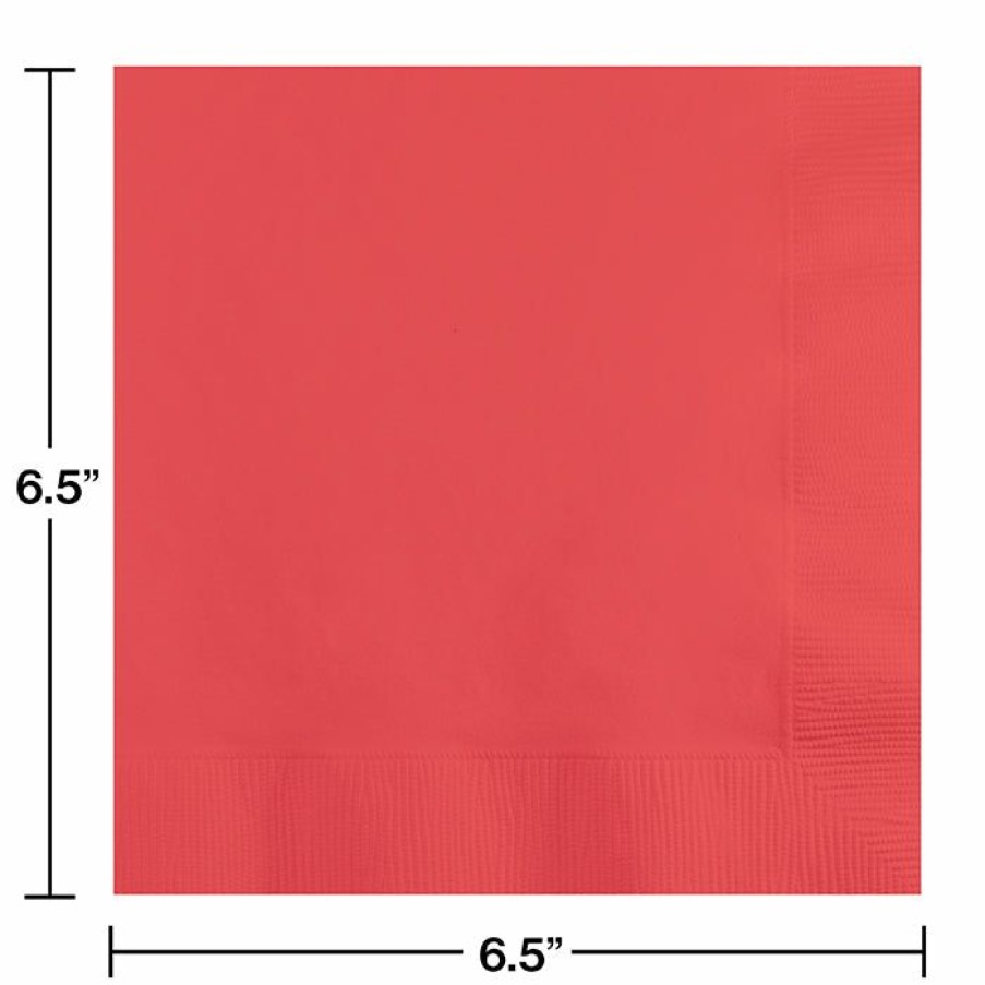 Solid Color Tableware * | Creative Converting Coral Luncheon Napkin 3Ply, 50 Ct Solid Color Tableware