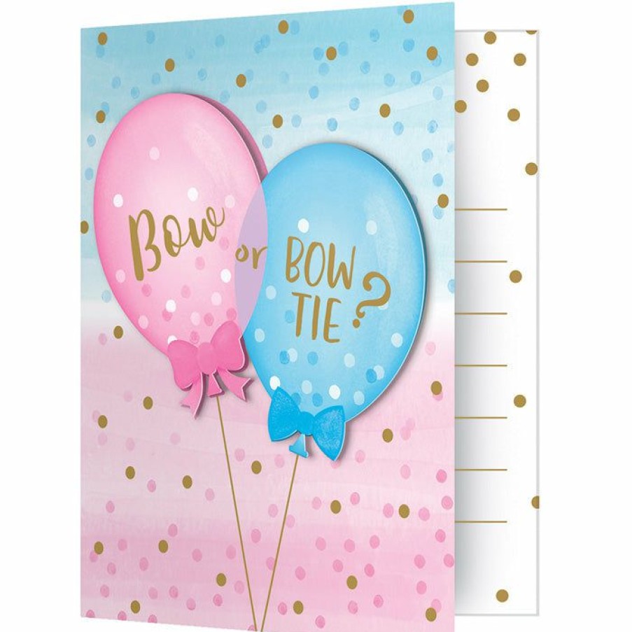 Baby Showers * | Creative Converting Gender Reveal Balloons Foldover Invitations W/ Attachment (48/Case) Baby Showers