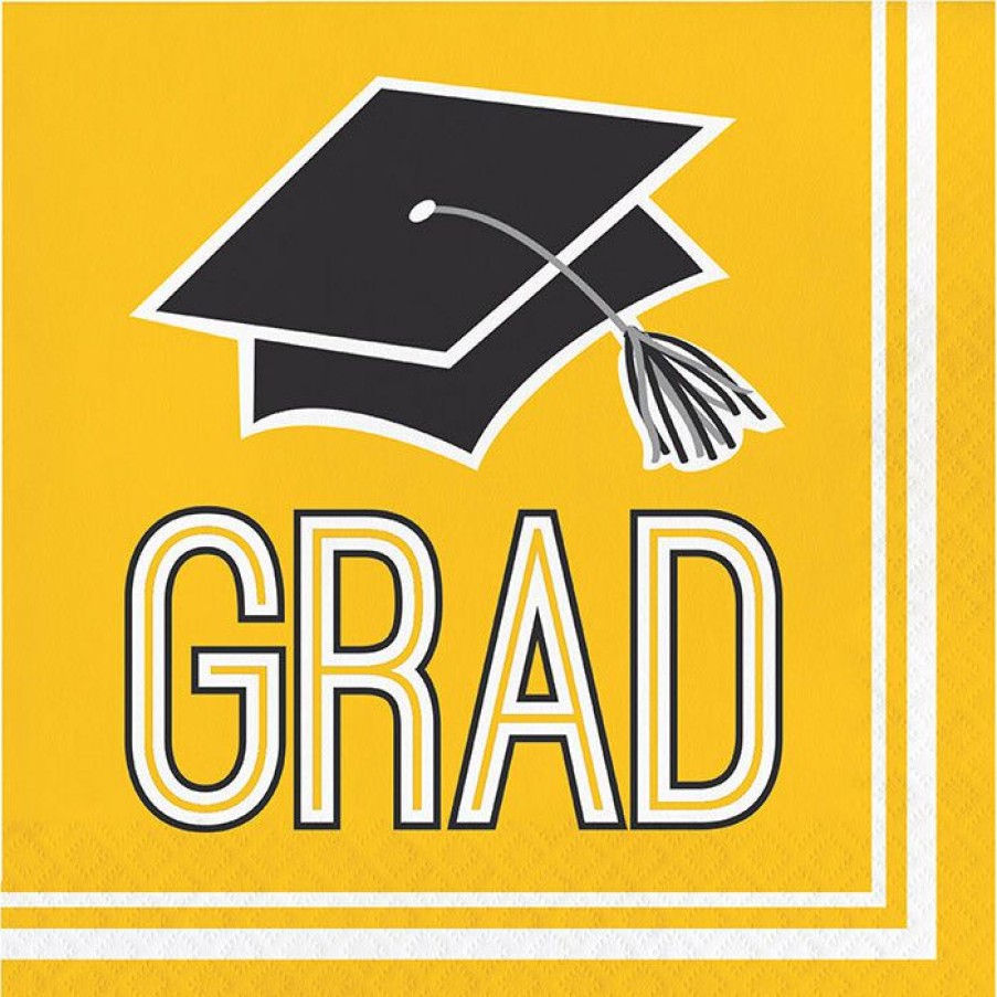 Graduation Party Supplies * | Creative Converting Graduation School Spirit Yellow Napkins, 36 Ct