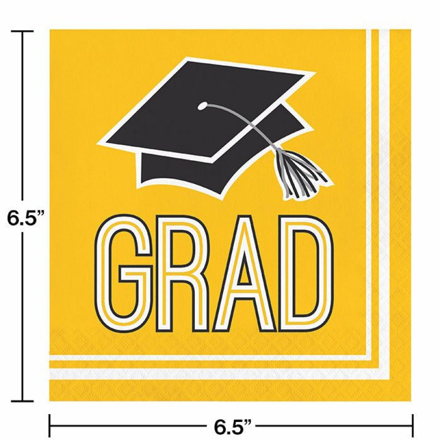 Graduation Party Supplies * | Creative Converting Graduation School Spirit Yellow Napkins, 36 Ct