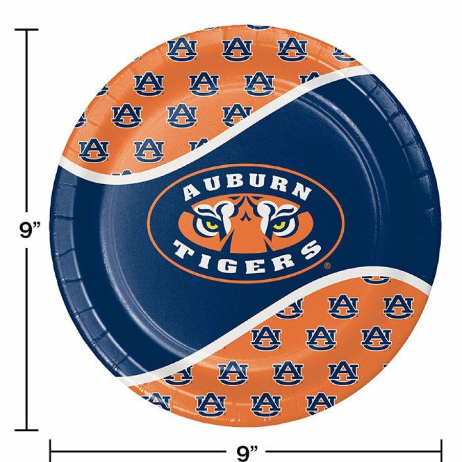 Sports * | Creative Converting Ncaa College Themed Party Decorations Auburn University Paper Plates, 8 Ct