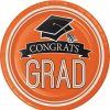 Graduation Party Supplies * | Creative Converting Graduation Party Supplies Graduation School Spirit Orange Paper Plates, 18 Ct