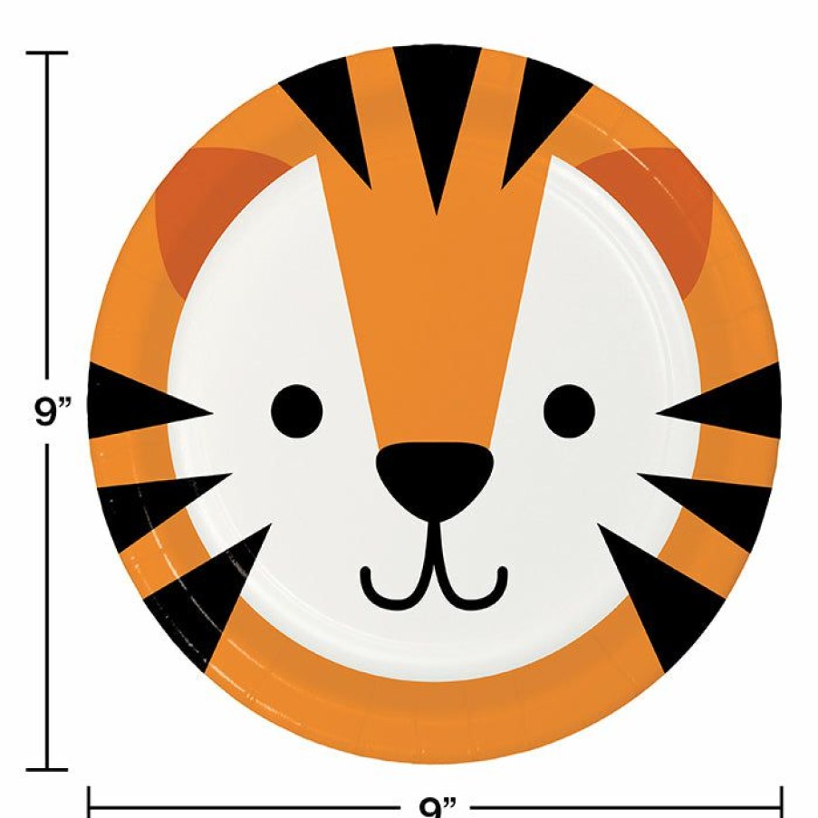 Birthdays * | Creative Converting Animal Faces Dinner Plate, Tiger 8Ct