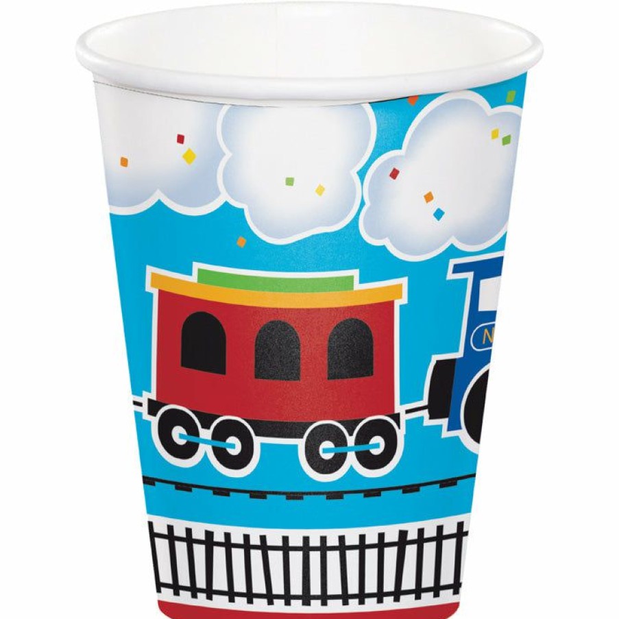 Birthdays * | Creative Converting 1St Birthday Party Themes All Aboard Hot/Cold Paper Cups 9 Oz., 8 Ct