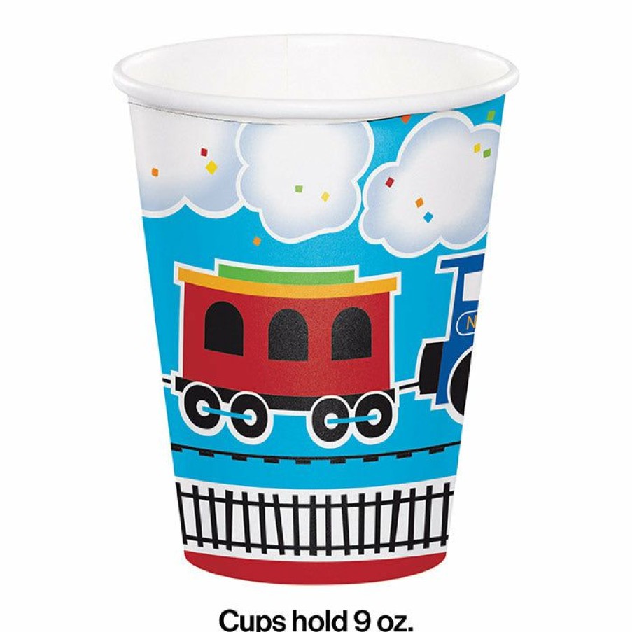 Birthdays * | Creative Converting 1St Birthday Party Themes All Aboard Hot/Cold Paper Cups 9 Oz., 8 Ct