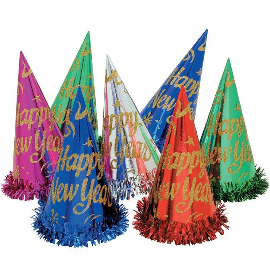 Holidays * | Creative Converting New Year'S Eve Foil Glitter Party Hats