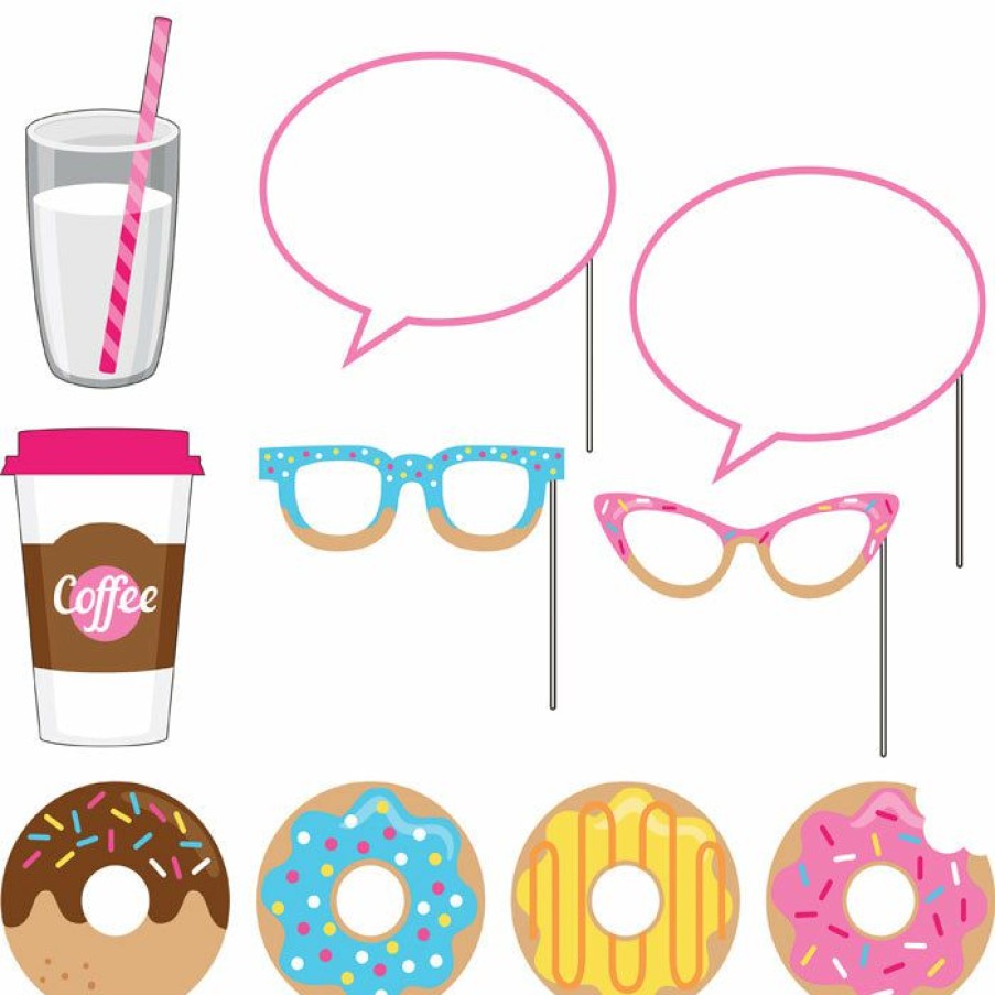 Birthdays * | Creative Converting Donut Time Photo Booth Props, 10 Ct Kids Birthday Party Themes