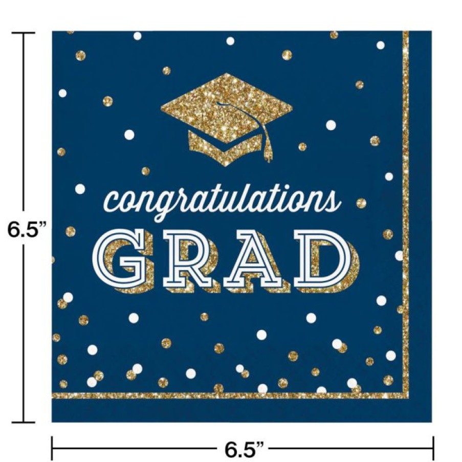 Graduation Party Supplies * | Creative Converting Glittering Grad Luncheon Napkin, Mid Count 36Ct Graduation Party Supplies