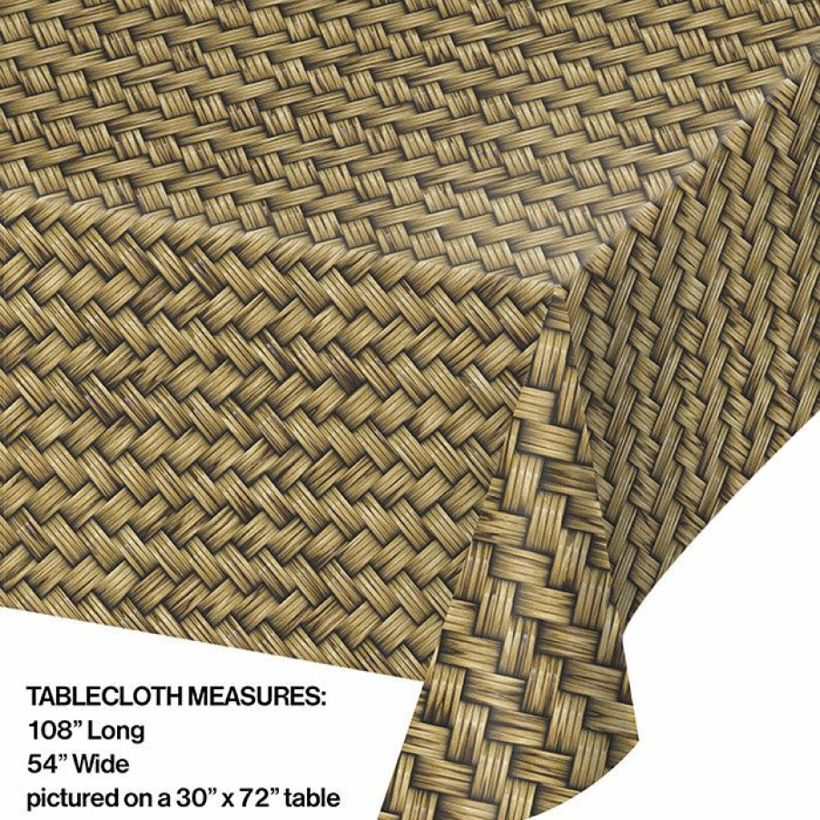 Themed Tableware * | Creative Converting Basket Weave Plastic Table Cover, 54 X 108 Themed Tableware