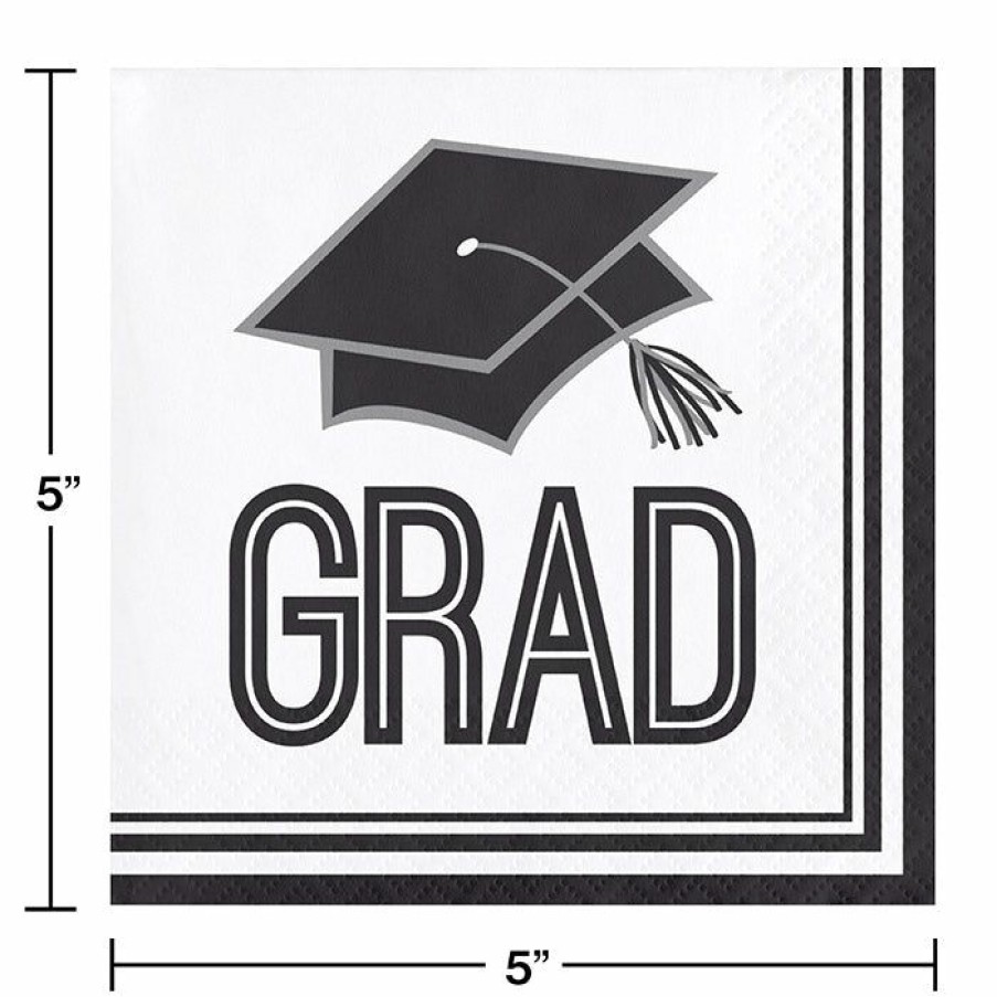 Graduation Party Supplies * | Creative Converting Graduation School Spirit White Beverage Napkins, 36 Ct