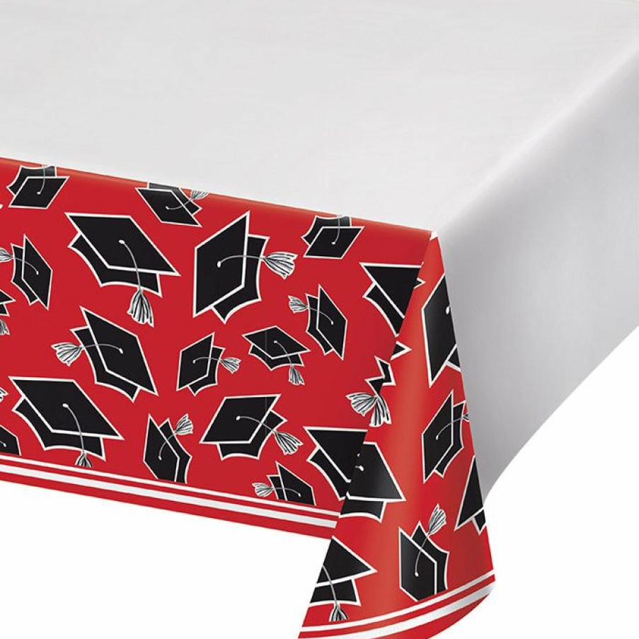 Graduation Party Supplies * | Creative Converting Graduation Party Supplies Graduation School Spirit Red Table Cover