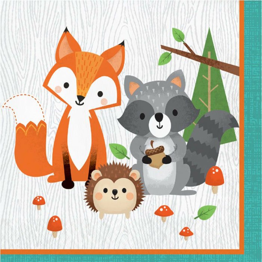 Birthdays * | Creative Converting Wild One Woodland Animals Napkins, Pack Of 16