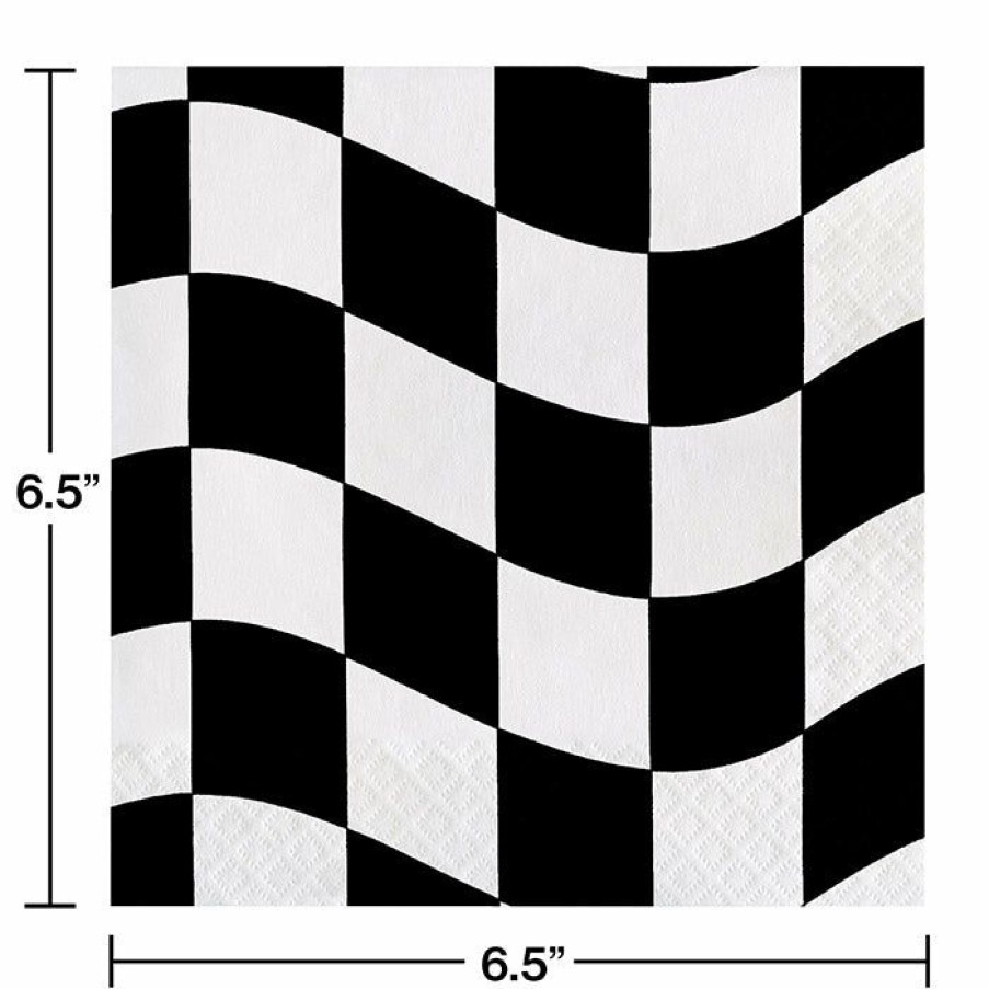 Sports * | Creative Converting Racing Theme Party Decorations Black And White Check Napkins, 18 Ct