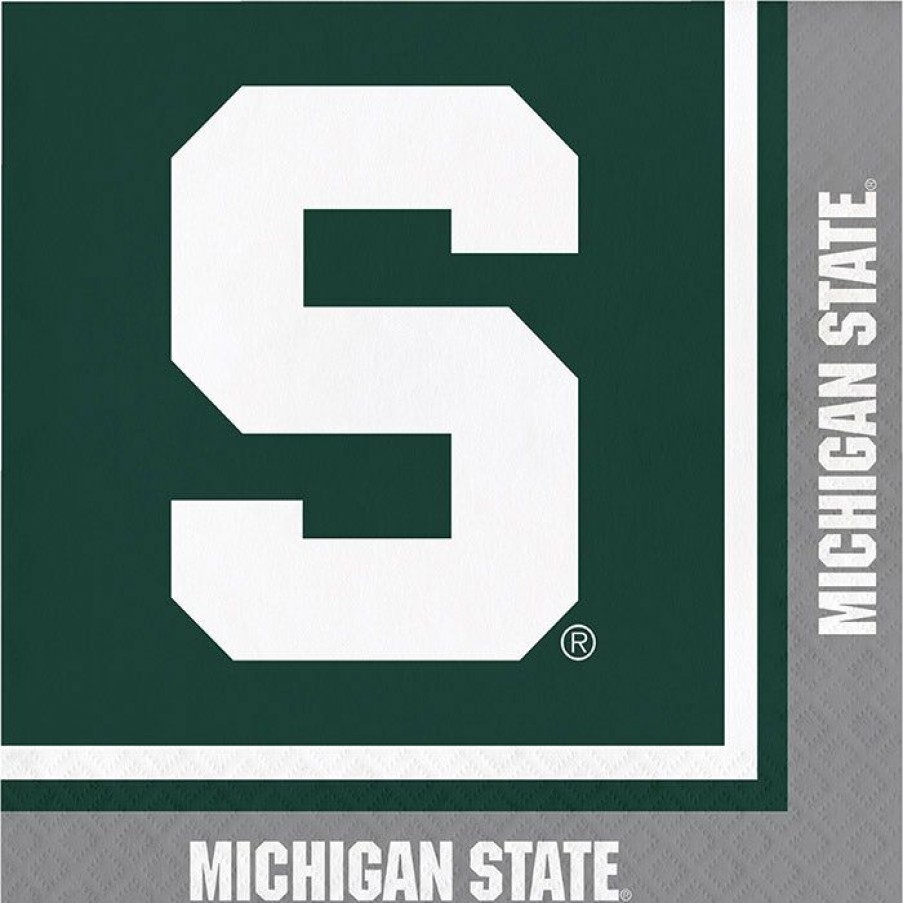 Sports * | Creative Converting Ncaa College Themed Party Decorations Michigan State University Napkins, 20 Ct