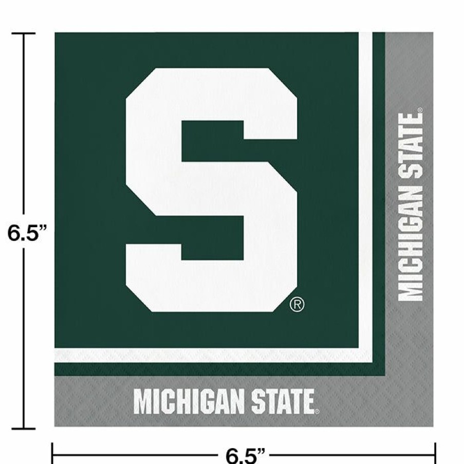 Sports * | Creative Converting Ncaa College Themed Party Decorations Michigan State University Napkins, 20 Ct