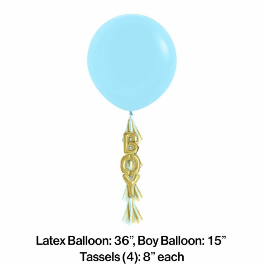 Baby Showers * | Creative Converting 36 Latex Balloon With Tassel, Boy (1/Pkg)