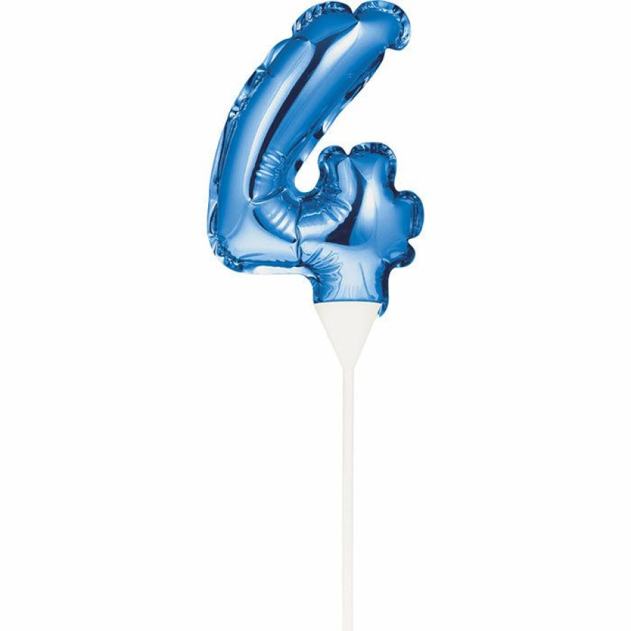 General Decorations * | Creative Converting General Decorations Blue 4 Number Balloon Cake Topper (12/Case)