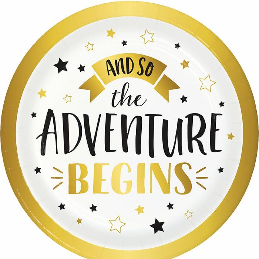 Graduation Party Supplies * | Creative Converting Grad Adventure Dessert Plate, Adventure Begins 8Ct