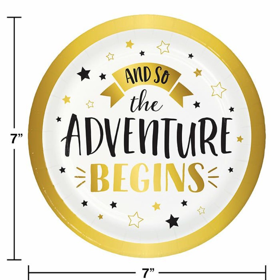 Graduation Party Supplies * | Creative Converting Grad Adventure Dessert Plate, Adventure Begins 8Ct