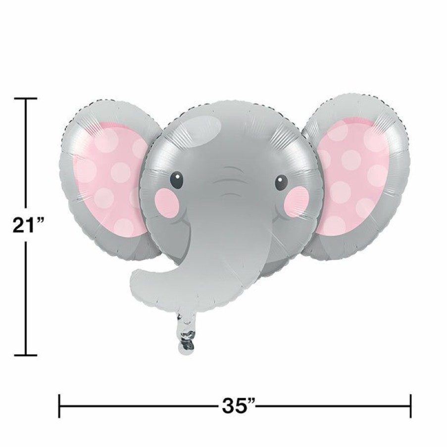 Birthdays * | Creative Converting Kids Birthday Party Themes Enchanting Elephants Girl Metallic Balloon