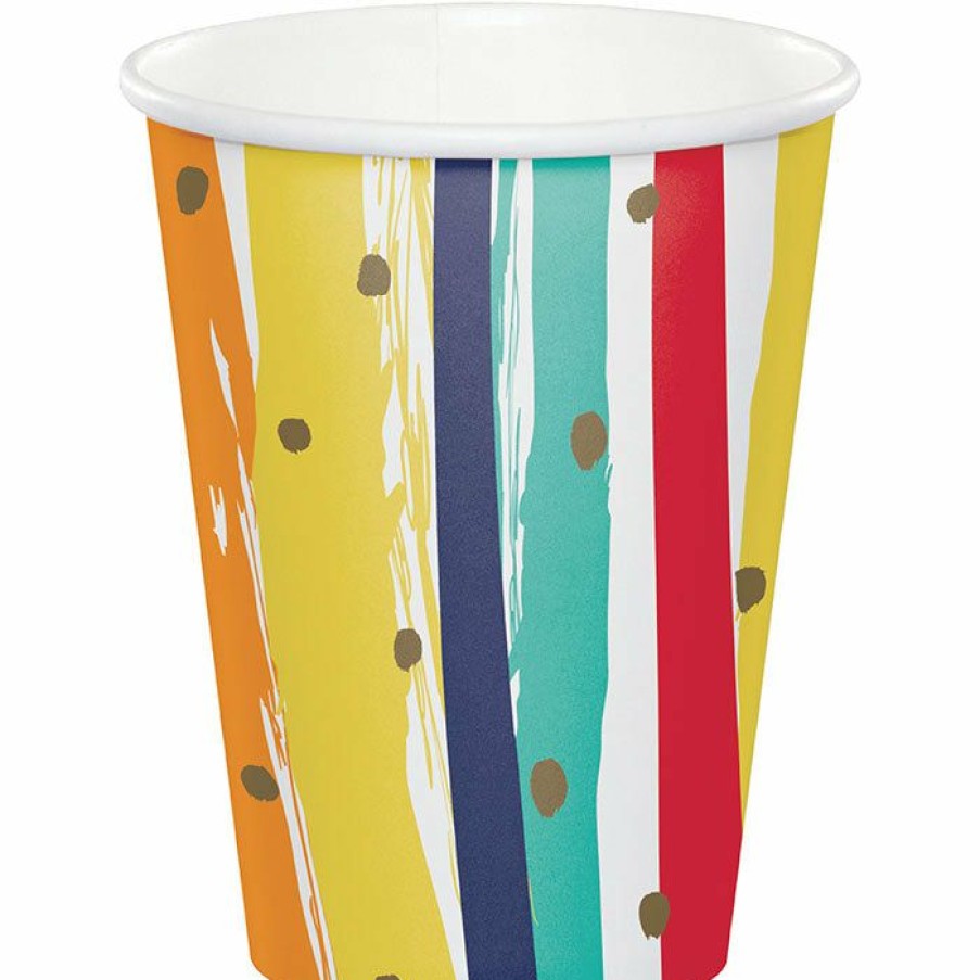 Birthdays * | Creative Converting Birthday Stripes Hot/Cold Cup 9Oz. 8Ct