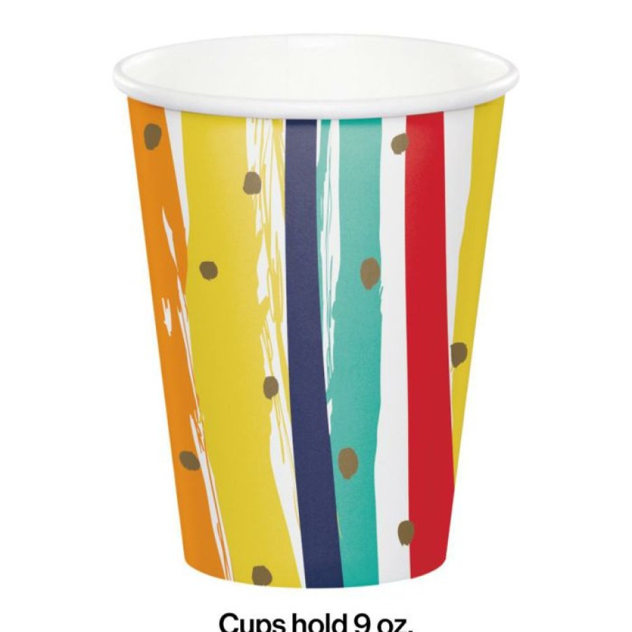 Birthdays * | Creative Converting Birthday Stripes Hot/Cold Cup 9Oz. 8Ct