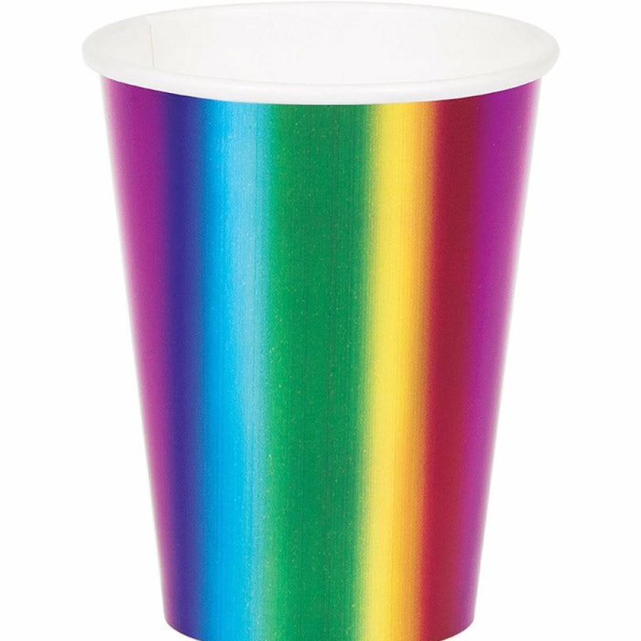 Birthdays * | Creative Converting Rainbow Foil Hot/Cold Paper Cups 9 Oz., Rainbow Foil, 8 Ct