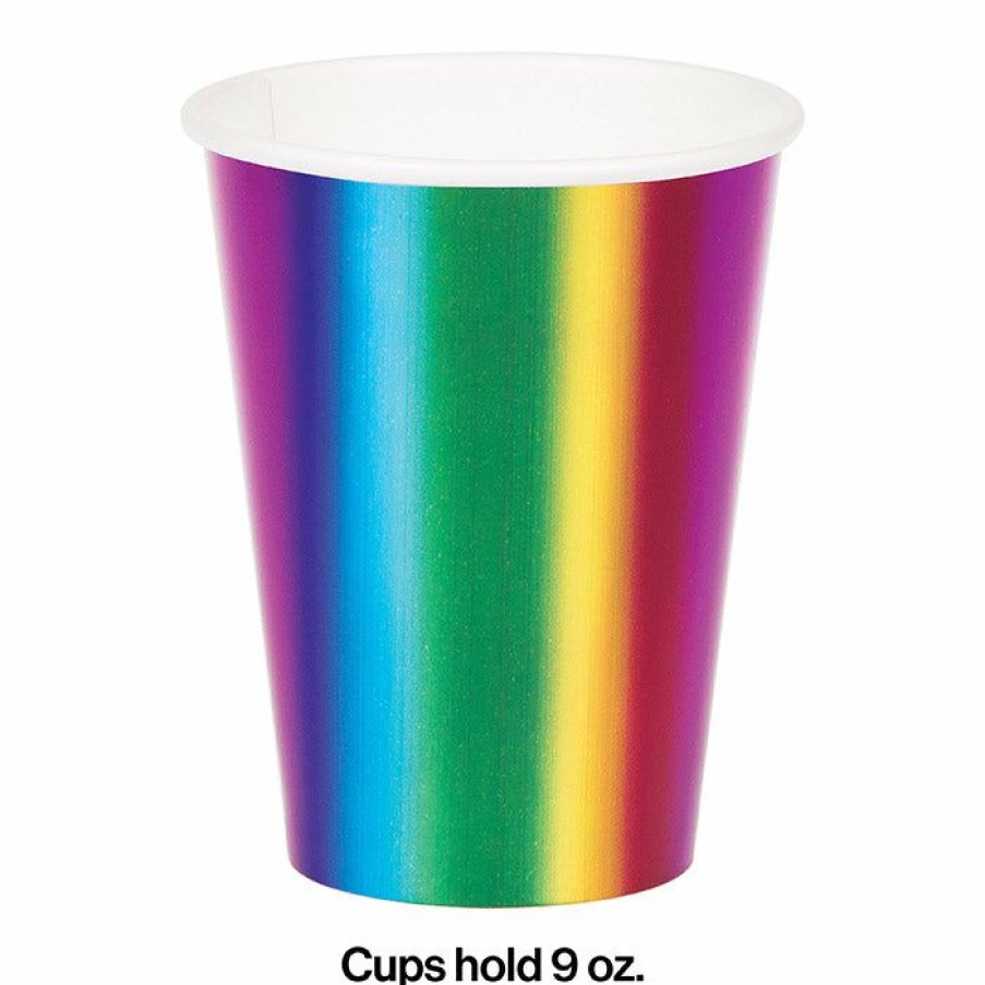 Birthdays * | Creative Converting Rainbow Foil Hot/Cold Paper Cups 9 Oz., Rainbow Foil, 8 Ct