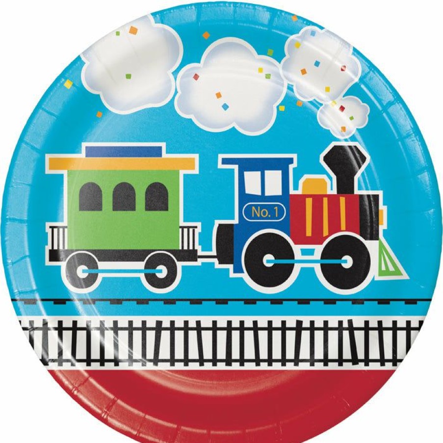 Birthdays * | Creative Converting 1St Birthday Party Themes All Aboard Train Paper Plates, 8 Ct