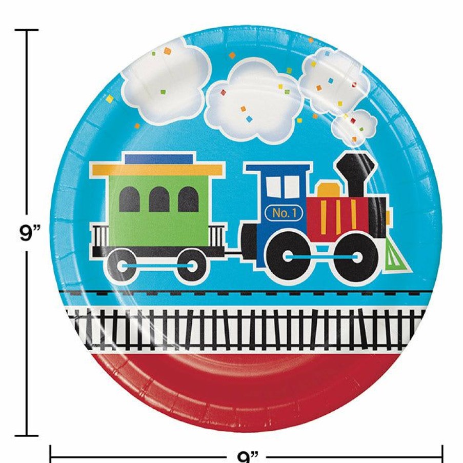 Birthdays * | Creative Converting 1St Birthday Party Themes All Aboard Train Paper Plates, 8 Ct