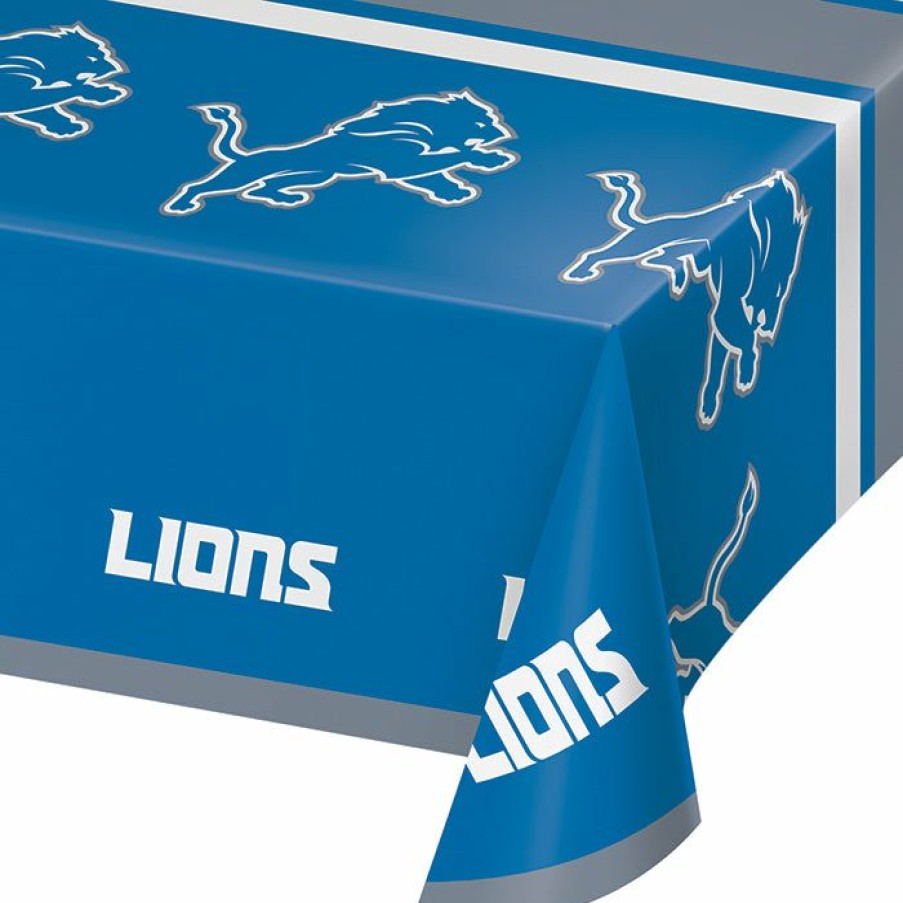 Sports * | Creative Converting Detroit Lions Plastic Table Cover, 54 X 102