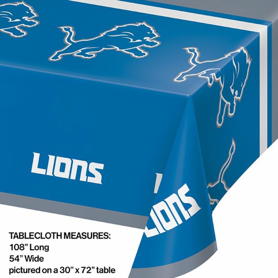 Sports * | Creative Converting Detroit Lions Plastic Table Cover, 54 X 102