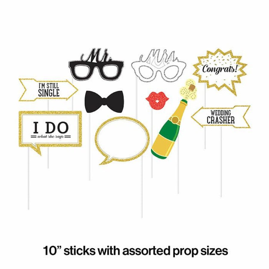 Bridal And Wedding * | Creative Converting Bridal And Wedding Wedding Photo Booth Props, 10 Ct