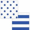 Themed Tableware * | Creative Converting Dots & Stripes Cobalt Beverage Napkins, 16 Ct