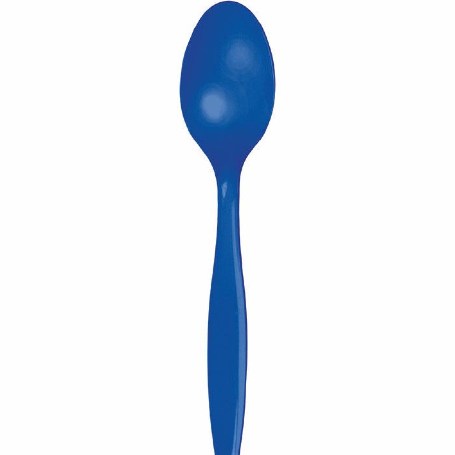 Solid Color Tableware * | Creative Converting Cobalt Blue Plastic Spoons, 50 Ct