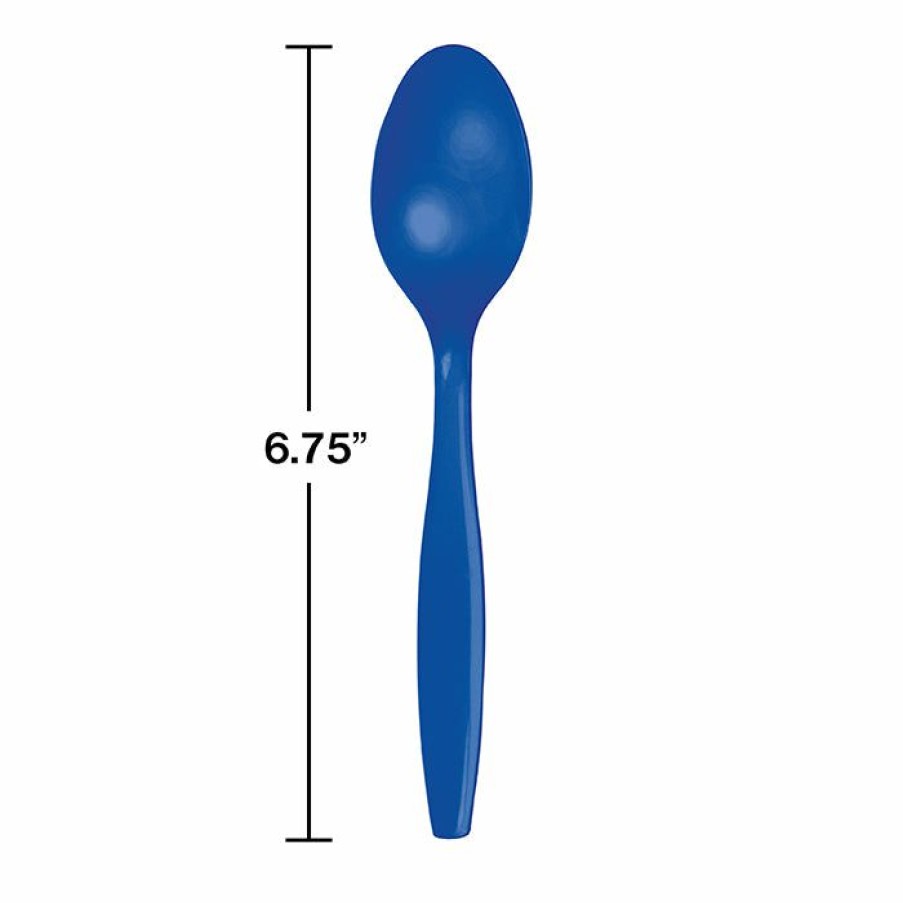 Solid Color Tableware * | Creative Converting Cobalt Blue Plastic Spoons, 50 Ct