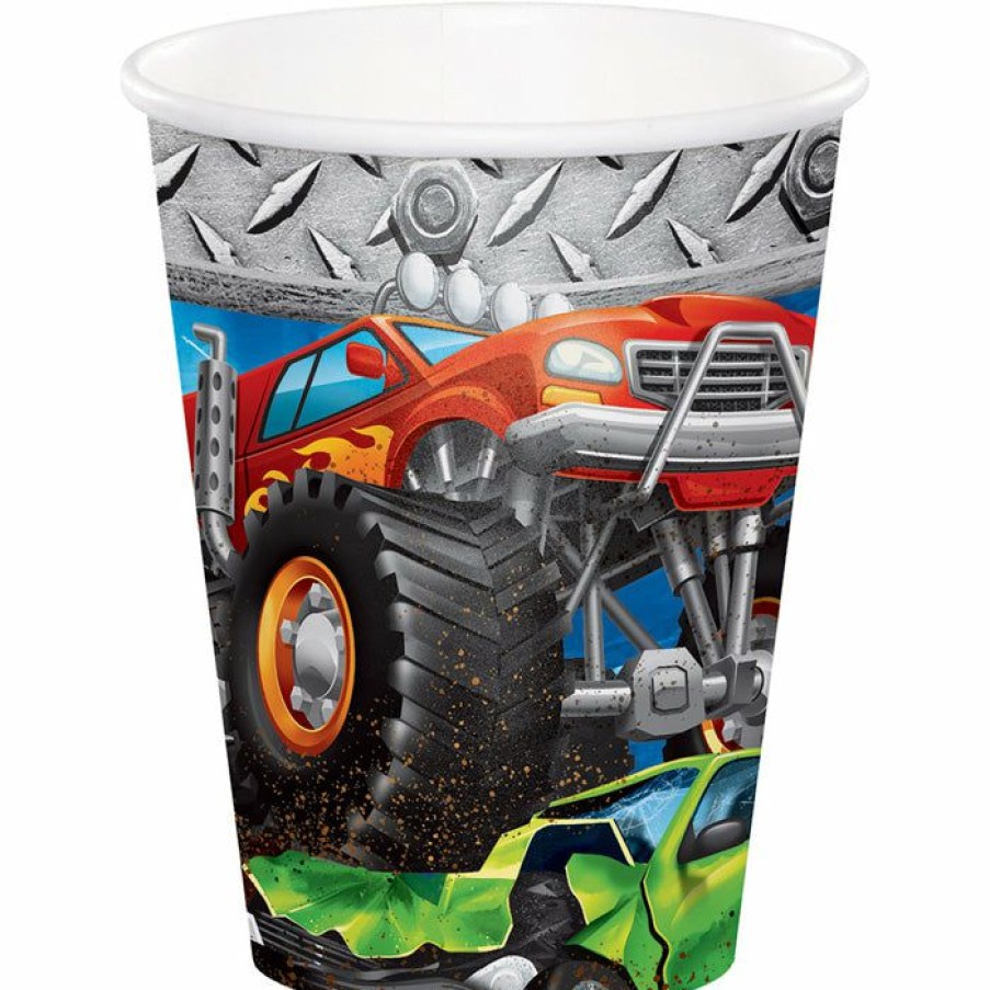 Birthdays * | Creative Converting Monster Truck Rally Hot/Cold Paper Paper Cups 9 Oz., 8 Ct Kids Birthday Party Themes