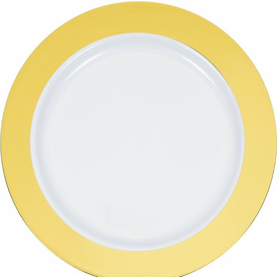 Bridal And Wedding * | Creative Converting 7.5 Gold Rim Plastic Plate 10Ct Anniversary Decorations