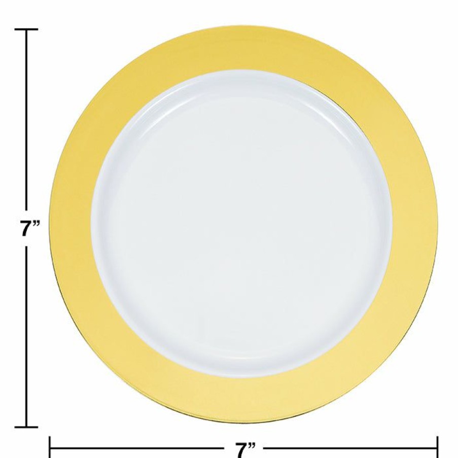 Bridal And Wedding * | Creative Converting 7.5 Gold Rim Plastic Plate 10Ct Anniversary Decorations