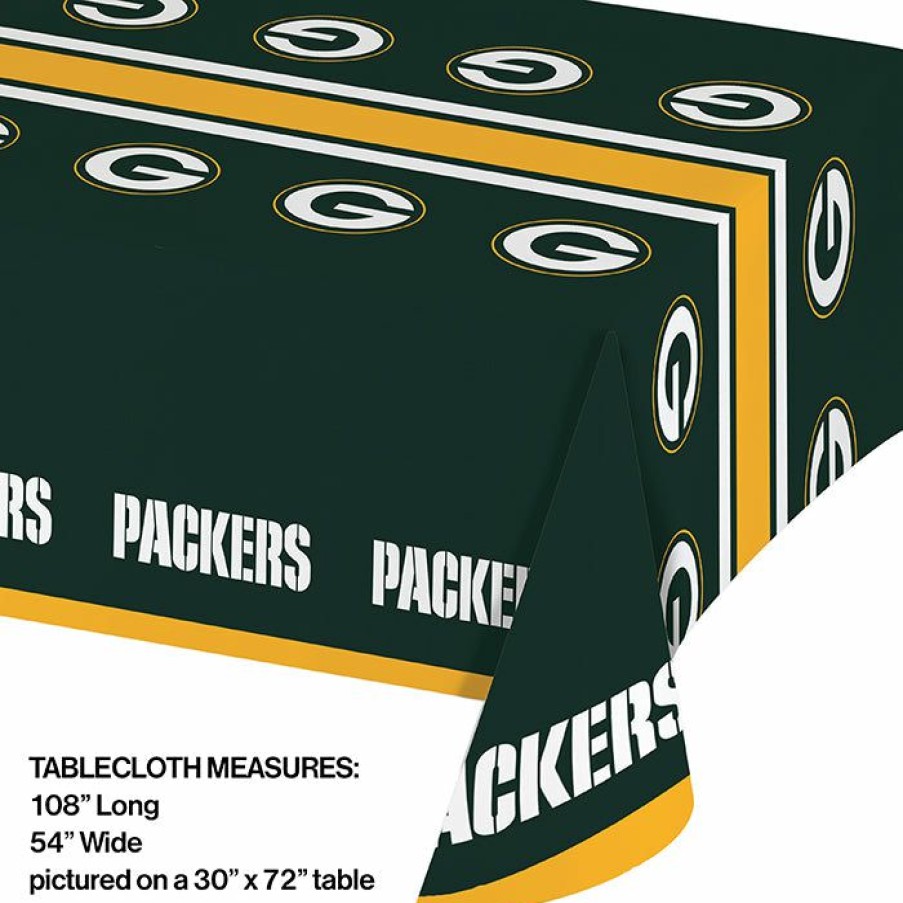 Sports * | Creative Converting Green Bay Packers Plastic Table Cover, 54 X 102