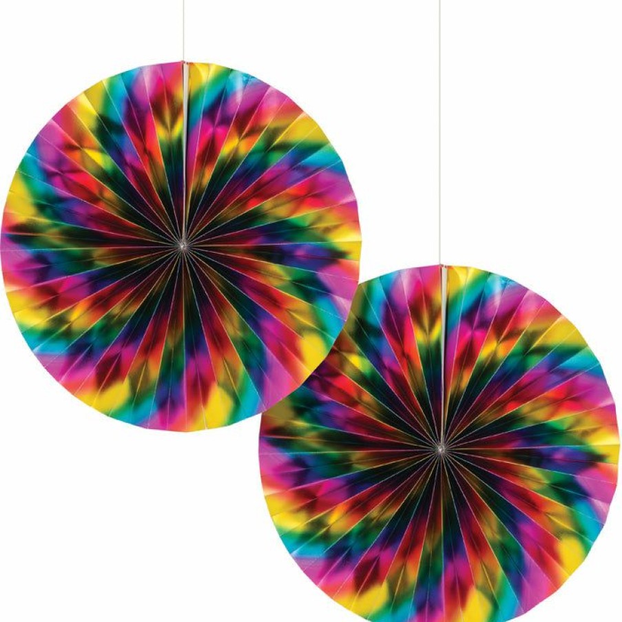 Birthdays * | Creative Converting Rainbow Foil Paper Fans, 2 Ct Kids Birthday Party Themes