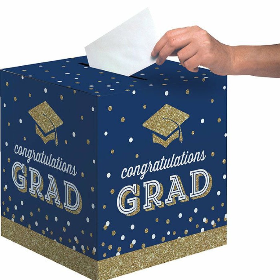 Graduation Party Supplies * | Creative Converting Glittering Grad 12 X 12 Card Box 1Ct Graduation Party Supplies