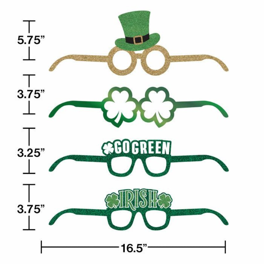 Holidays * | Creative Converting St. Patrick'S Day Deluxe Paper Eyeglasses 24 Ct