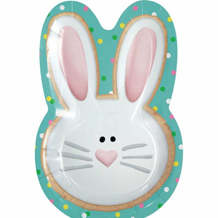 Holidays * | Creative Converting Easter Treats Bunny Shaped Plate 8Ct Easter Party Supplies