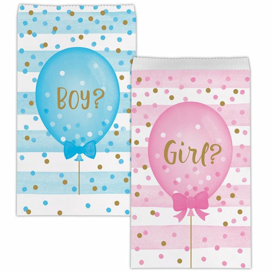 Baby Showers * | Creative Converting Baby Showers Gender Reveal Balloons Favor Bags, 10 Ct