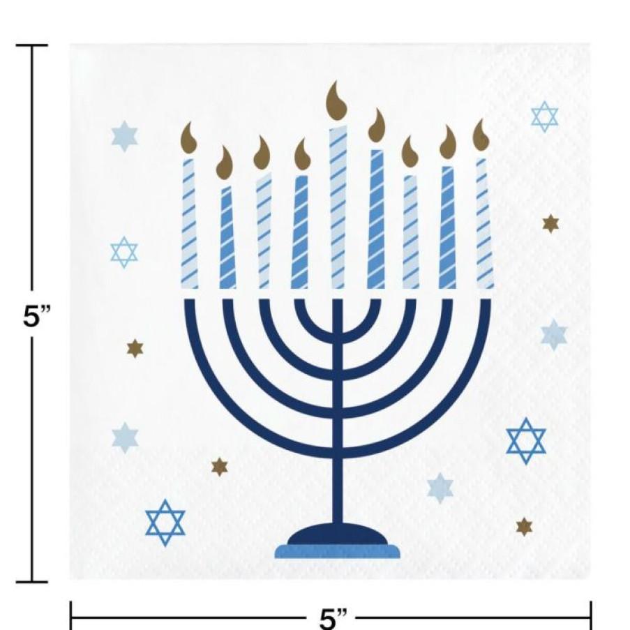 Holidays * | Creative Converting Hanukkah Celebration Beverage Party Napkins 16 Ct