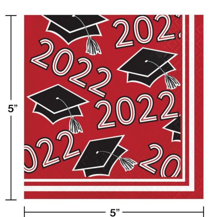 Graduation Party Supplies * | Creative Converting Graduation Party Supplies Classic Red Class Of 2022 Beverage Napkins, 36Ct